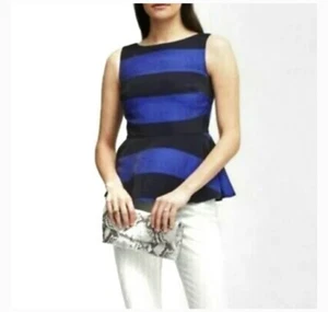 Blusa donna Banana Republic taglia 12 multicolore. Striscia Nuova Nero Blu - Foto 1 di 8