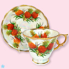 Vtg Ucagco Footed Cup & Saucer Set Lusterware November Pineapple Porcelain Japan