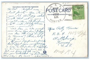 1939 US Naval USS Porter Sailor Mail US Navy Pittsburg Kansas KS 1 Cent Postcard - Picture 1 of 2