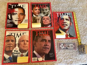 Lot Of Time Magazines With Obama On Cover And Fake One Trillion Dollar Bill - Picture 1 of 18