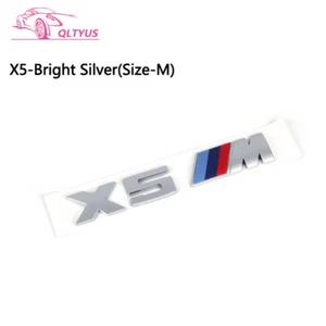 FOR BMW M Series X5M Trunk Emblem Size Middle Lettering Decal Badge Set Silver - Foto 1 di 5