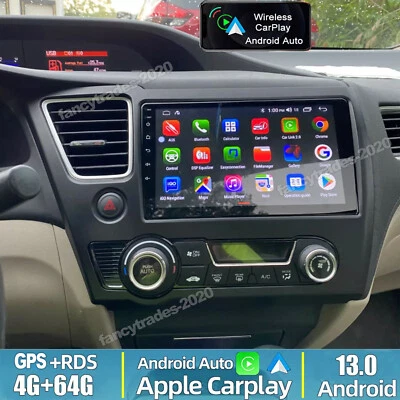 4+64G For 2013-2017 Honda Civic Radio CarPlay Android 13 Car Stereo Touch Screen - Image 1 of 4