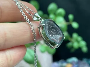 Colgante de racimo de geoda de ágata plata esterlina hecha a mano joyería D092933 - Imagen 1 de 7