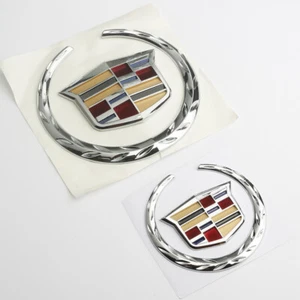 2 piezas Cromo Cadillac Logo 6" Rejilla Delantera 4.25" Maletero Trasero para XTS CTS Escalade - Imagen 1 de 2
