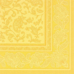 Napkins ROYAL Collection 1/4 Fold YELLOW Ornaments 40 x 40cm 15.75 x 15.75in