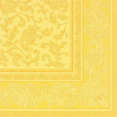 Napkins ROYAL Collection 1/4 Fold YELLOW Ornaments 40 x 40cm 15.75 x 15.75in - Image 1 of 4
