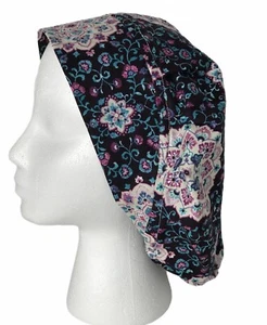 Surgical Scrub Hat For Women Cap Handmade Gathered For Long Hair Cotton Bouffant - Picture 1 of 4