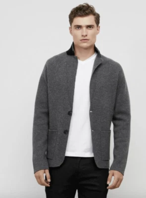 NWT KENNETH COLE BLACK LABEL KNIT SWEATER BLAZER Wool/Cashmere Charcoal - Изображение 1 из 4