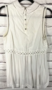 Free People Womens Size M Ivory Sleeveless Collared Eyelet Lace Dress - Picture 1 of 5