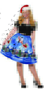 Christmas Eve Holiday Vintage Retro Print Dress Flared Women's Plus Size 18