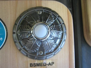 Teiber Wired Lighted Antique Pewter Die-Cast Pushbutton Doorbell Button BSMED-AP - Picture 1 of 5