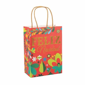Fun Express 6 1/2" x 9" Christmas Fiesta Floral Gift Bags - 12 Pc. - Picture 1 of 2