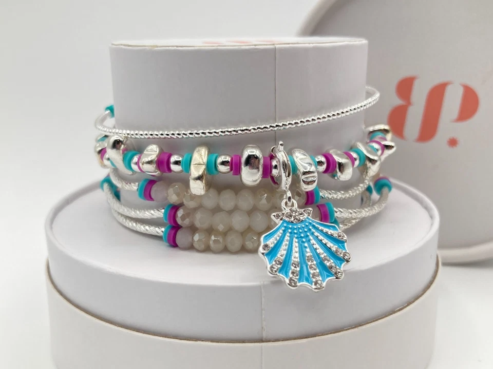 Bomb Party Summer Stacks 2023 Oh Shell Yeah Set of 3 Stack Bracelets RBP6062 - Image 1 of 4