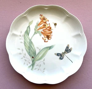 Lenox 9" BUTTERFLY MEADOW PLATE Dragonfly, Bee and Orange Flower PORCELAIN - Picture 1 of 3