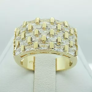 R0675 Donna Moda Gioielli Piatto Oro Giallo Bianco Piatto Fidanzamento Fascia Matrimonio - Foto 1 di 8