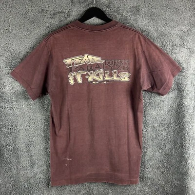Vintage No Fear T-Shirt Men's Large USA Made Single Stitch Burgundy Skate Surf - Image 1 of 4