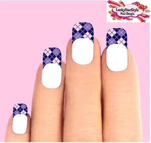 Juego de 10 puntas de calcomanías para uñas de tobogán acuático - púrpura Argyle - Imagen 1 de 1