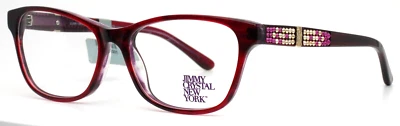 JIMMY CRYSTAL Burdeos Magenta Mujer Semi Ojo de Gato Borde Completo Anteojos 52-15-140 Foto 1 de 4