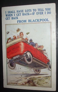 20s BAMFORTH Comic CHARABANC ROUGH BUS TRIP IF I GET BACK FROM BLACKPOOL Humour - Picture 1 of 2