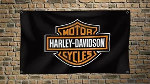 Harley-Davidson 3x5 FT Flag Car Black Banner for Garage Workshop Man Cave Wall - Picture 1 of 3