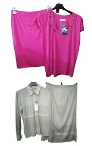 Completo Donna jersey Estivo Maglina leggero due pezzi Moda Comodo Casacca Gonna - Picture 1 of 36