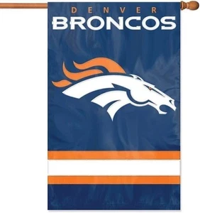 Denver Broncos Banner Flag Premium Double Sided Embroidered Applique 28x44 Inch - Picture 1 of 1