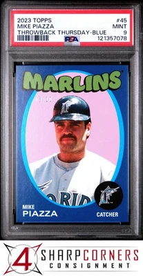 2023 TOPPS THROWBACK THURSDAY BLUE #45 MIKE PIAZZA HOF #/10 POP 1 PSA 9 - Image 1 of 3