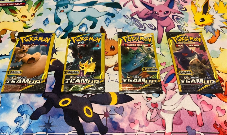 Sun Moon Team Up 3-card Booster Packs Nuevo FullArt Set (4) Tag Team Mini Foto 1 de 4