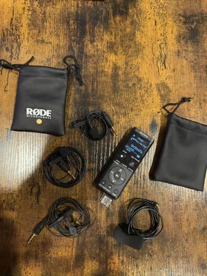 Sony ICD-UX570 4GB Digital Voice Recorder with stereo lav, 4 rode lav mics - Image 1 of 4