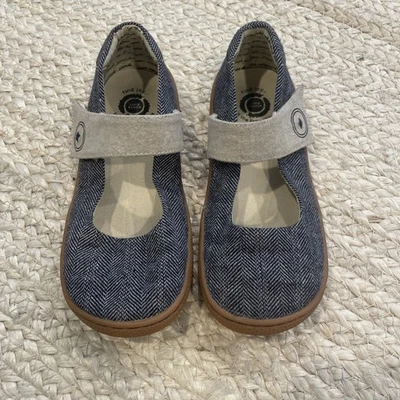 Livie and Luca Classic Carta Canvas Herringbone￼Blue White Mary Jane  3Y - Image 1 of 4