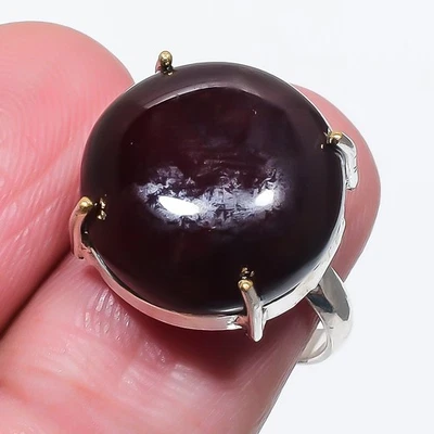 Anillo de piedras preciosas de forma redonda de cornalina hecho a mano joyería de regalo de aniversario 7" FR 2279 Foto 1 de 4