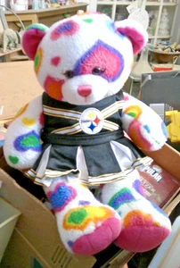 Peluche Build A Bear Rainbow Hearts 17” BAB PITTSBURGH STEELERS CHEER - Foto 1 di 3