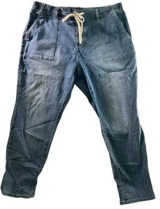 Judy Pantalone Blu Donna 22W Denim Jogger Elastico Vita Coulisse Taglie Forti - Foto 1 di 9