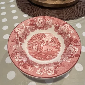 Pink Enoch Woods English Scenery Cereal Salad Bowl Wood & Sons Set Of 5 Rare - Picture 1 of 12