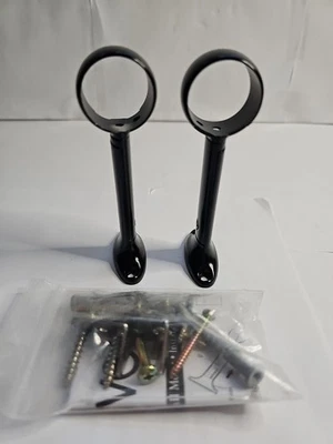 Soporte de varilla de cortina Levolor negro hasta 1" varillas redondas montaje en 3 vías negro 2ct Foto 1 de 4