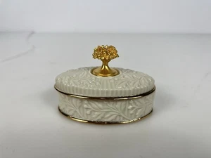 Lenox September Geburtsstein Schmuckschatulle Porzellan & Gold Sonnenblume 3" oval - Bild 1 von 4