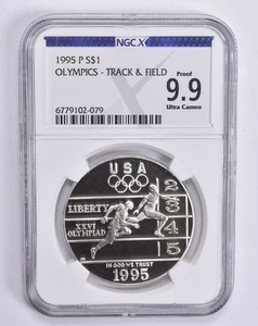 Proof 9.9 UCam 1995-P Olympic Track & Field Commemorative Dollar NGC NGCX *4767 - Picture 1 of 5