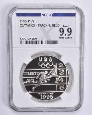 Proof 9.9 UCam 1995-P Olympic Track & Field Commemorative Dollar NGC NGCX *4767 - Image 1 of 4