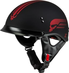 G-Max HH-65 Retribution Helmet with Peak (Medium, Matte Black/Red) - Foto 1 di 2