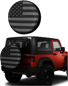 Spare Tire Cover for RV Trailer, American Flag 17 Inches, black/grey - Picture 1 of 6