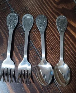 Vintage 4 Piece Winnie The Pooh Silverware Set Spoons And Forks - Picture 1 of 3