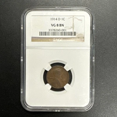 1914D Lincoln Wheat Cent NGC VG8 BN Brown - Image 1 of 4