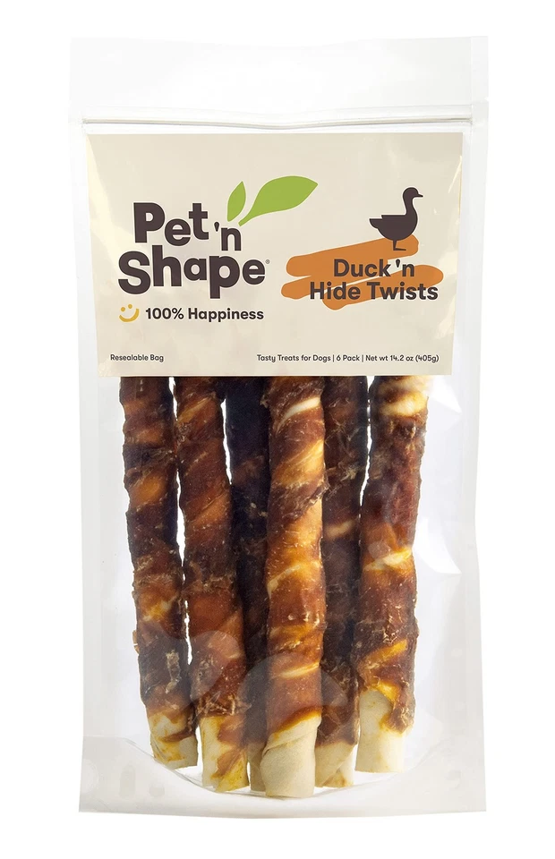 Pet 'n Shape Duck Hide Twists Jerky Treats 10in 6ct