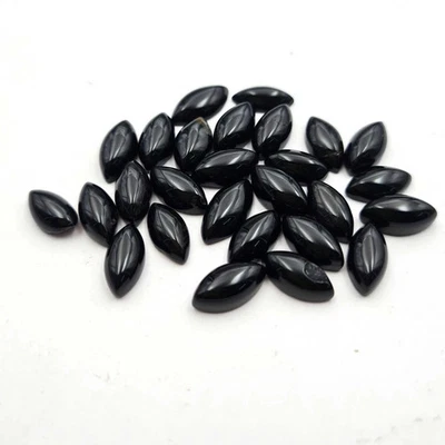 Lote de 15 peças de pedra preciosa solta cabochão marquesa ônix preto natural 6*12 mm - Imagem 1 de 3