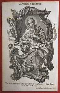 SANTINO INCISIONE ACQUAFORTE 1700 LITANIE LAURETANE MATER CHRISTI klauber - Picture 1 of 1