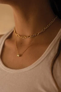 Thick 18K Gold Link Chain Necklace, Minimalist Paper Clip Cable Layered Choker - Picture 1 of 6