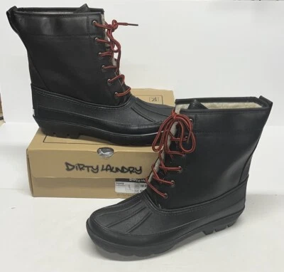 Dirty Laundry Black Duck Boots Sherpa Fur Lined Bigwig Burnished Red Laced - 10 - Image 1 of 4
