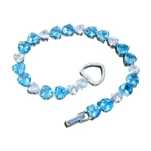 Herz Blautopas Armband weiblich Luxus Meerblau Schnalle Armband Herzarmband - Bild 1 von 8