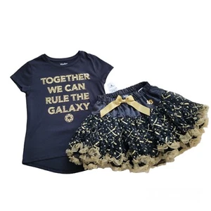 NWT Disney Parks Star Wars Black Gold 2 Pc Tutu Skirt T-Shirt Set L 10/12 #3117 - Picture 1 of 12