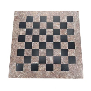 16 inch Marina Red and Black Marble Chess Board, Luxury Polished Stone Board - Picture 1 of 5